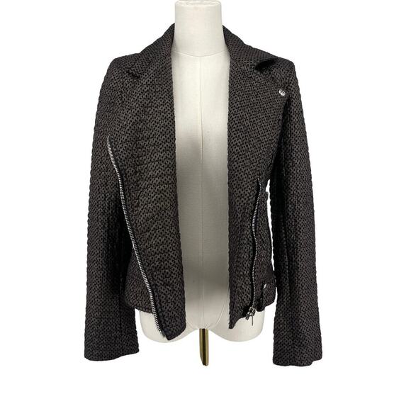 IRO Camy Moto Jacket Perforated Metallic Brown & Black Size EU 38 - Picture 2 of 16